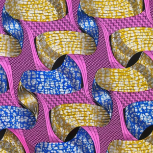 Pink & Blue African Ethnic Wax Print Fabric