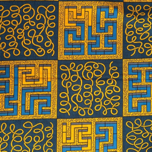 Sun Path Labyrinth: Maze Motifs in Royal Blue & Golden Yellow Glow